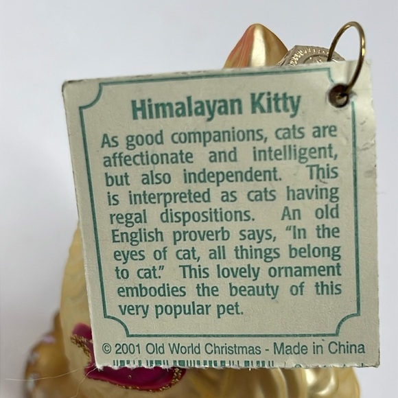 OLD WORLD CHRISTMAS: Himalayan Kitty Cat Glass Ornament - Picture 7 of 8